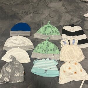 Assorted lot of 10 baby Beanie hat hats New bunny ears Easter newborn infant